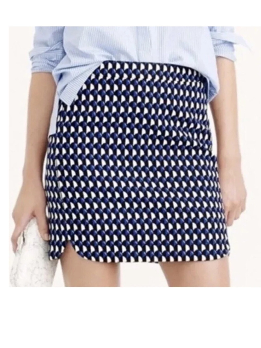 NWT J.Crew Geometric Print Mini Skirt Blue Black Ivory Size 4